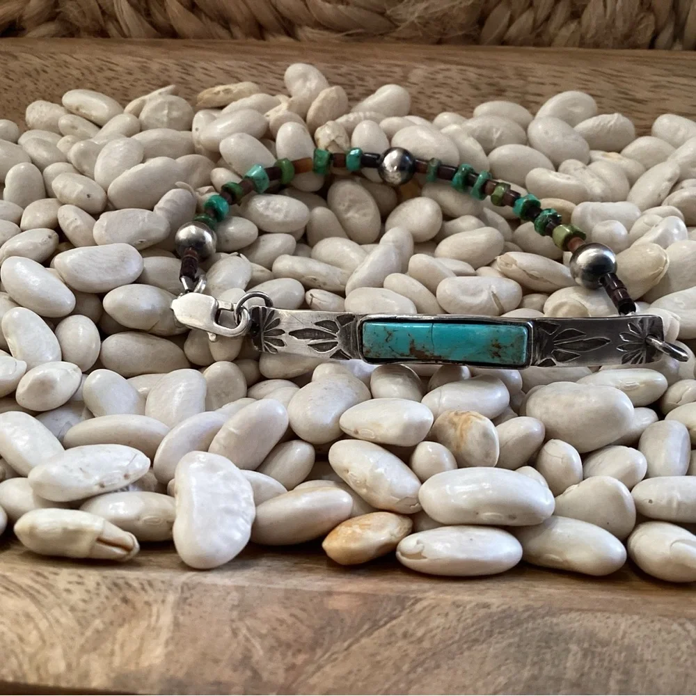 Turquoise and Sterling Silver Beaded Bracelet - Picture 5 of 5